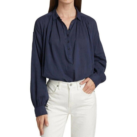 Nili Lotan Miles Tunic Shirt Blouse Top Cotton Oversized Collared XS NEW